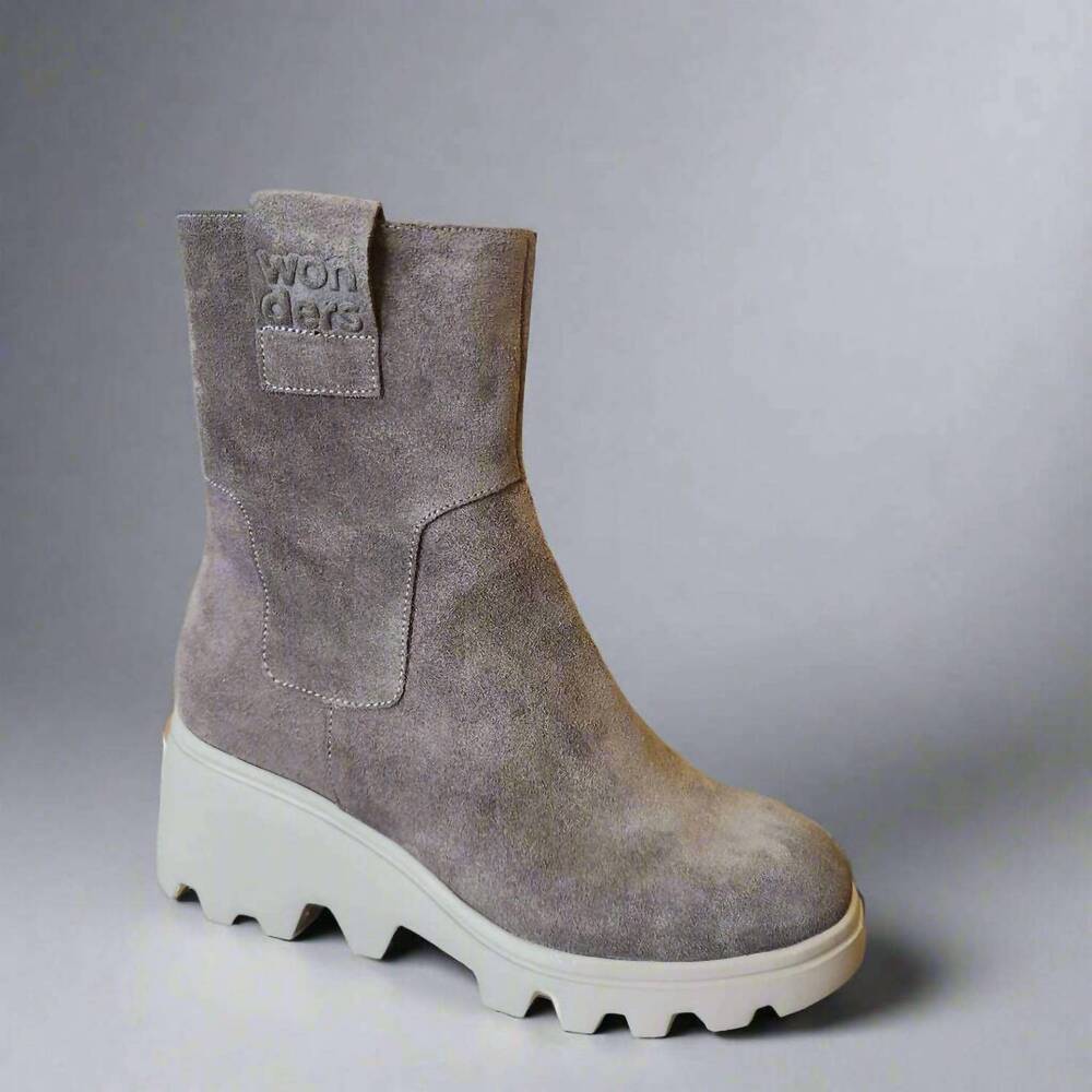 NEW WONDERS women's wedge boot in grey